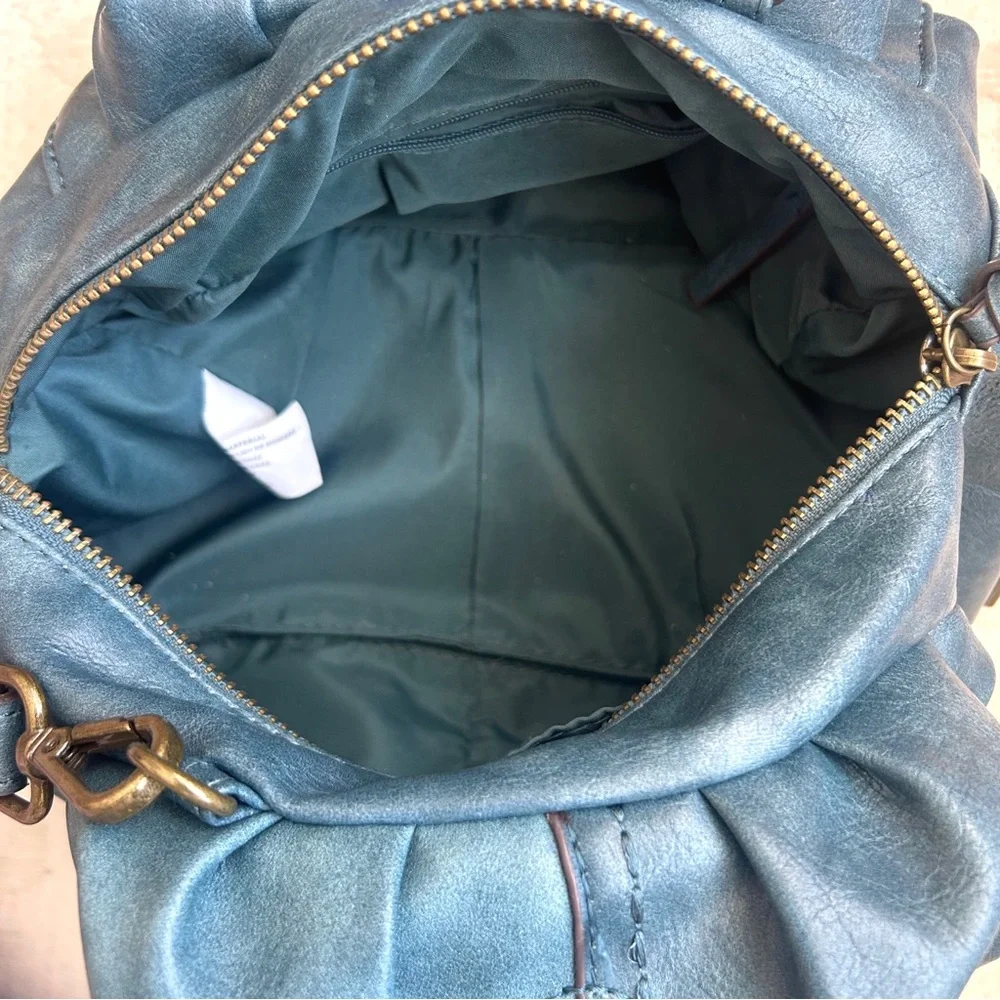 Teal Vegan Leather Mini Satchel/Crossbody